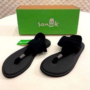 *NEW* Sanuk Yoga style sling Slippers Black MULTIPLE SIZES!